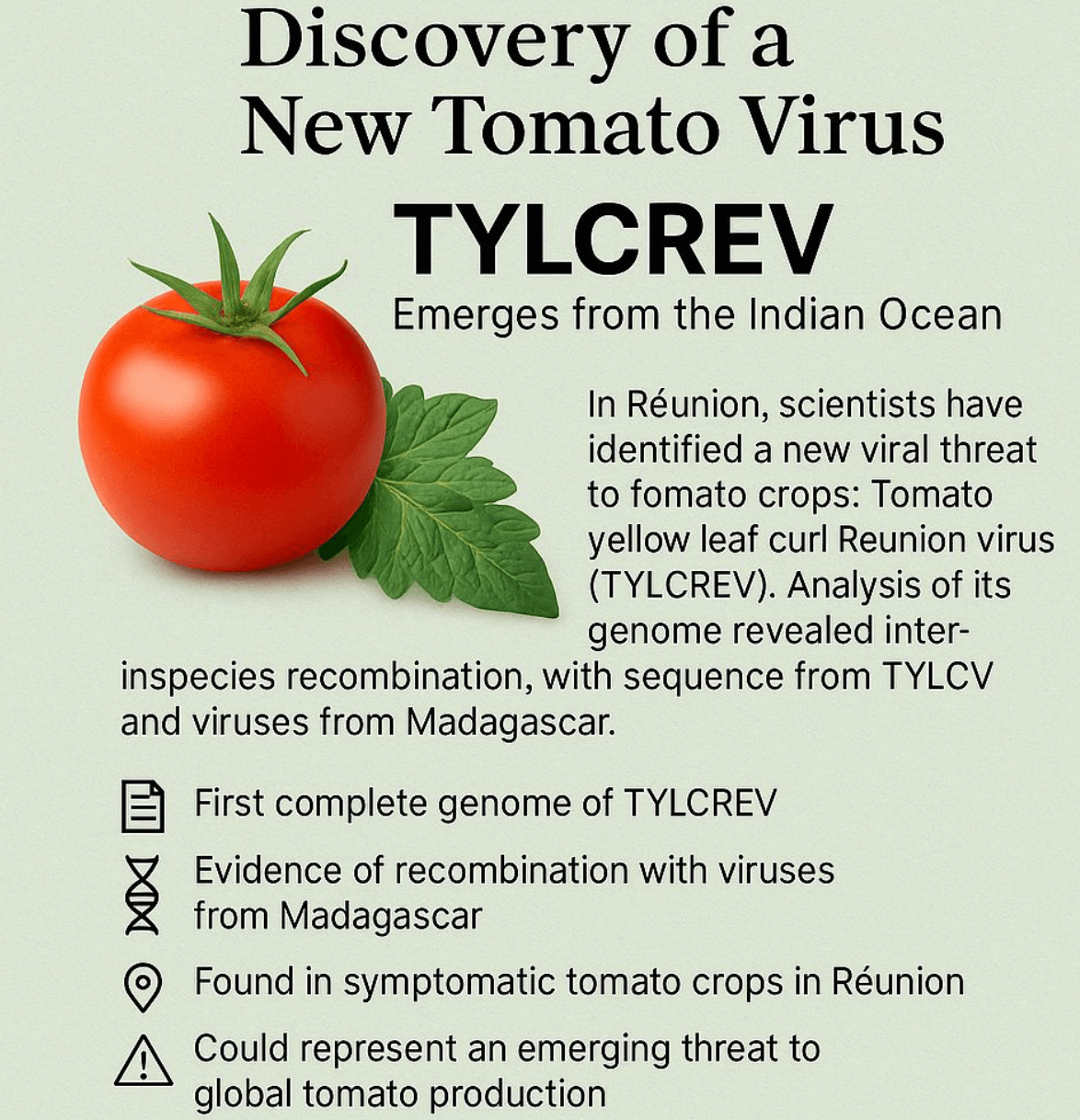 TYLCREV: A New Tomato Virus Emerges from the Indian Ocean